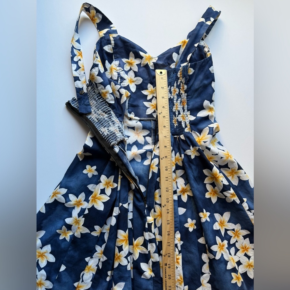 ROYAL CREATIONS Floral Blue Dress 👗 💙 🌸 🏝️ 🌊 100% COTTON ✅ - Picture 14 of 16